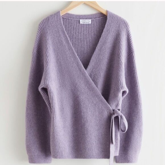 & Other Stories Sweaters - & Other Stories Rib Knit Wrap Cardigan in purple size small NWT
